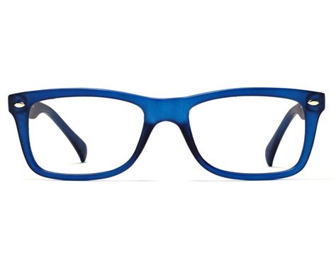 navy blue eyeglasses.